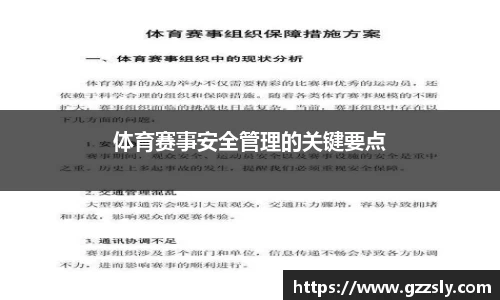 体育赛事安全管理的关键要点